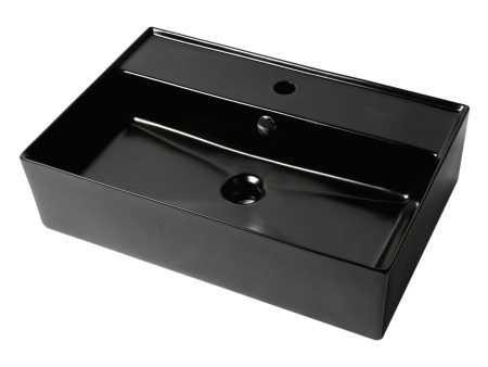 ALFI Brand - Black Matte 24  Modern Rectangular Above Mount Ceramic Sink with Faucet Hole | ABC901-BM Online