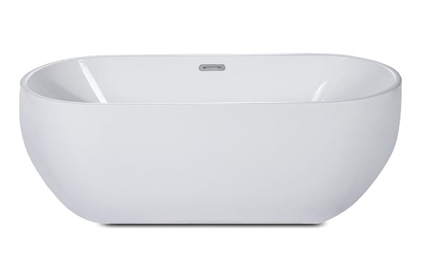 ALFI Brand - 59 inch White Oval Acrylic Free Standing Soaking Bathtub | AB8838 For Discount