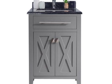 Laviva - Wimbledon 24  Grey Bathroom Vanity with Black Wood Marble Countertop | 313YG319-24G-BW For Cheap