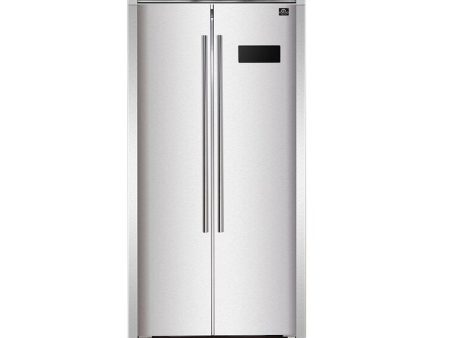 FORNO - Salerno 37  with grill Side by Side Counter Depth Refrigerator 15.6cu. Ft. SS color, with  Professional handle and decorative grill Cheap