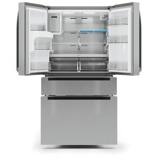 Midea - 22 CF Stainless Steel Counter-Depth 4-Door French Door Dispenser Wi-Fi - MRQ22D7AST Online