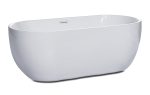 ALFI Brand - 59 inch White Oval Acrylic Free Standing Soaking Bathtub | AB8838 For Discount