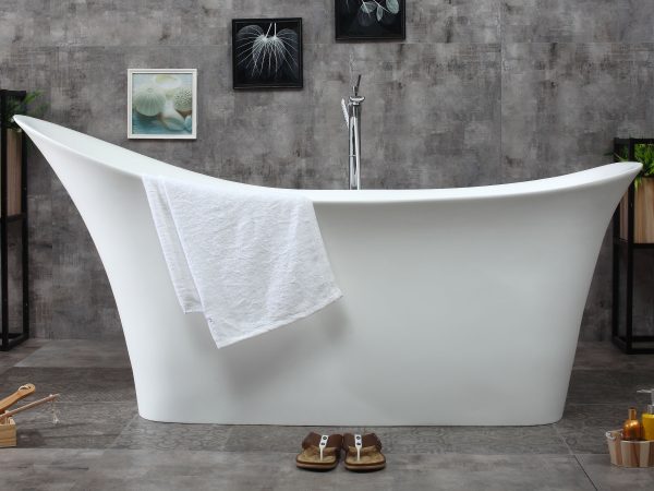 ALFI Brand - 74  White Solid Surface Smooth Resin Soaking Slipper Bathtub | AB9915 Hot on Sale