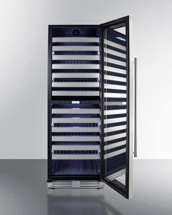 Summit | 24  Built-In and Freestanding Dual Zone Wine Cooler with 163 Bottle Capacity, Left Hinge, Glass Door, With Lock, 13 Extension Wine Racks | SWCP2163LHD Online Sale