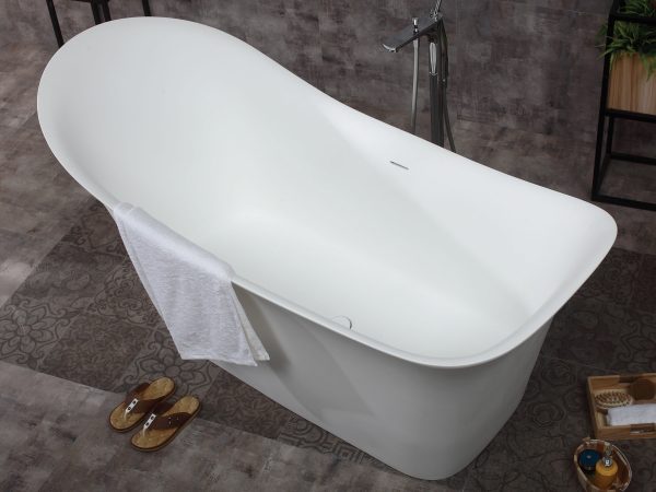 ALFI Brand - 74  White Solid Surface Smooth Resin Soaking Slipper Bathtub | AB9915 Hot on Sale