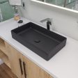 ALFI Brand - Black Matte 24  Modern Rectangular Above Mount Ceramic Sink | ABC902-BM Discount