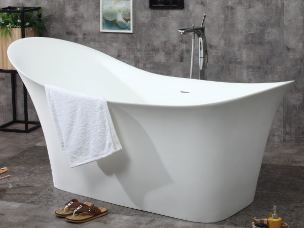 ALFI Brand - 74  White Solid Surface Smooth Resin Soaking Slipper Bathtub | AB9915 Hot on Sale