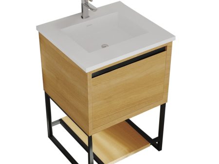 Laviva - Alto 24  California White Oak Bathroom Vanity with Matte White VIVA Stone Solid Surface Countertop | 313SMR-24CO-MW For Discount